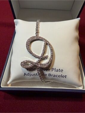 Elegant Silver-Tone Crystal Initial 'D’ Adjustable Bracelet  Belk Silverworks